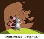 Frightened mouse A mouse is frightened by a cat's shadow. EPS 8 vector.