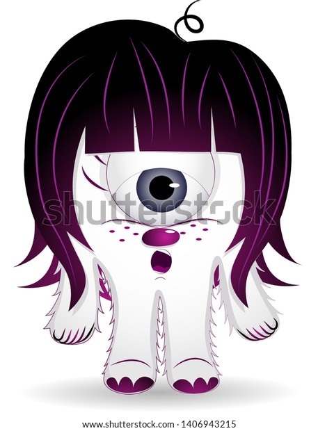 Frightened Oneeyed Monster White Color Burgundy Stock Vector