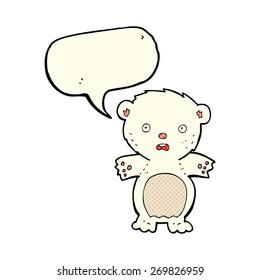 frightened polar bear cartoon with speech bubble