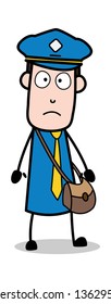 Frightened - Postman Cartoon Courier Guy Vector Illustration