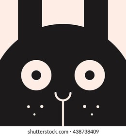 Frightened rabbit, funny rabbit picture, illustration for children, vector art