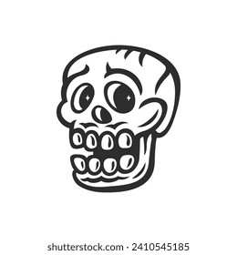 Frightened or surprised skull. Vector illustration