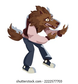 frightened werewolf transform in moonlight	
