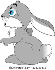 frightened white rabbit with blue eyes, vector and illustration