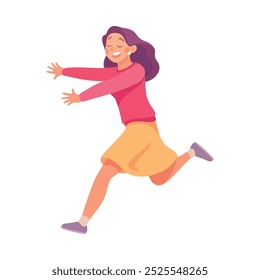 Frightened Woman Character Escape and Run Away from Something Vector Illustration