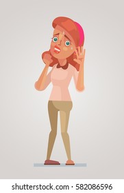 Frightened woman character. Vector flat cartoon illustration