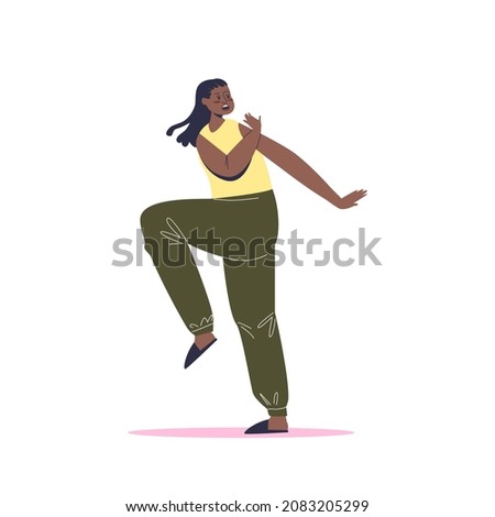 Frightened young woman looking afraid and unsafe. Female feeling anxious of fearful thing. Anxiety and irrational fear concept. Cartoon flat vector illustration