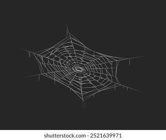 Aterrador telaraña colgando en la sombra icono de Vector realista. Diseño espeluznante para la decoración del partido de Halloween Ilustración de objeto 3d sobre fondo negro