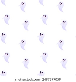 Frightening ghosts vector seamless pattern. Packaging design, wrapping paper, background, backdrop