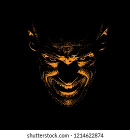 Frightening Man. Portrait silhouette in backlight. Vector. Illustration.