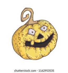 A frightening smile. Halloween Pumpkin Lantern
