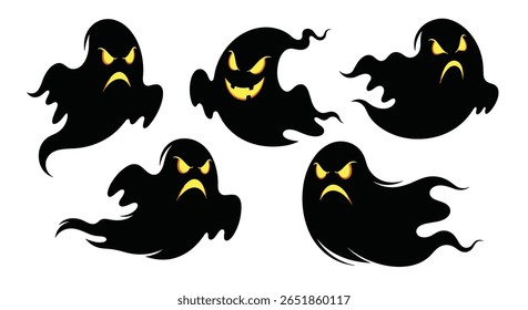 Frightening Spooky Ghost Characters for Halloween Night Decorations and Party Invitations