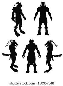 A frightening werewolf vector silhouette