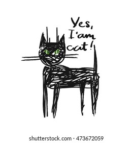 Frightful cat vector image isolated