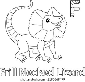 Frill Necked Lizard Alphabet ABC Coloring Page F