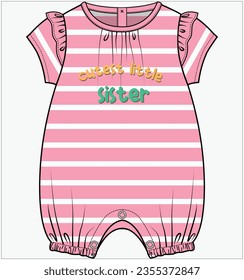 FRILL STRIPER JUMPSUIT, PLAYSUIT, ROMPER, ONESIES DESIGN FOR BABIES, INFANT GIRL AND TODDLER GIRLS IN VECTOR ILLUSTRATION