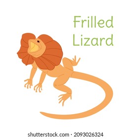 the frilled lizard is sitting. Australian bird in a simple style. Flat vector illustration