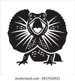 Frilled neck lizard displaying open mouth graphic illustration