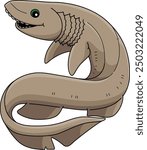 Frilled Shark Cartoon Colored Clipart Illustration