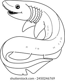Frilled Shark Isolated Coloring Page for Kids