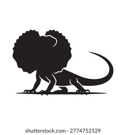 Frilled-neck lizard silhouette design featuring flared collar and textured body for professional wildlife icons and branding assets