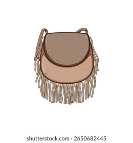 caricatura de saco de cowgirl franja. sela vintage, boho rodeio, camurça embelezado sinal de saco de cowgirl franja.
