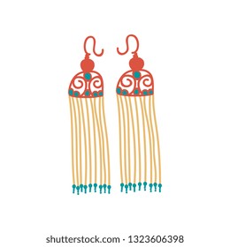 Fringe Earrings, Fashion Jewelry Accessories Vector Illustration