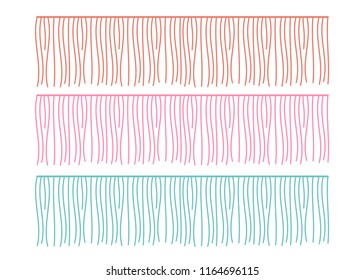 Fringe rows vector garments component. Brush border tassel, trim