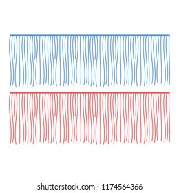 Fringe rows vector garments component. Brush border tassel, trim