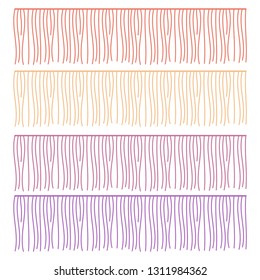 Fringe rows vector garments component. Brush border tassel, trim