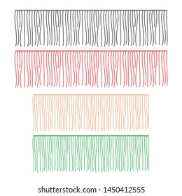 Fringe rows vector garments component. Brush border tassel, trim