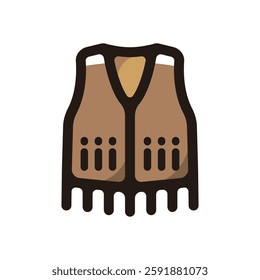 Fringe vest illustration icon.Simple vector outline, clipart for graphic design.