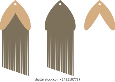 Fringed earrings. Eardrop element. Earrings vector