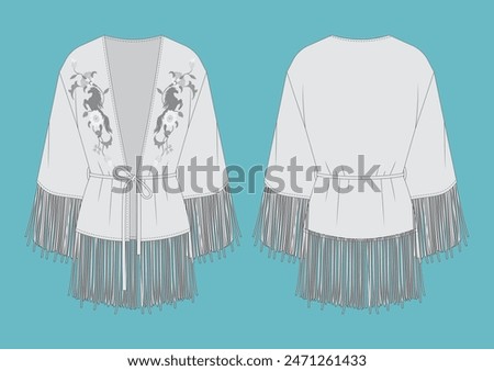 Fringed Kimono Jacket Vector: Women