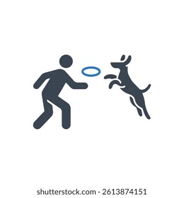 Frisbee with Dog Icon On White Background