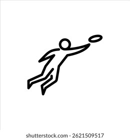 frisbee outline icon. figure stick playing sport line art illustration.