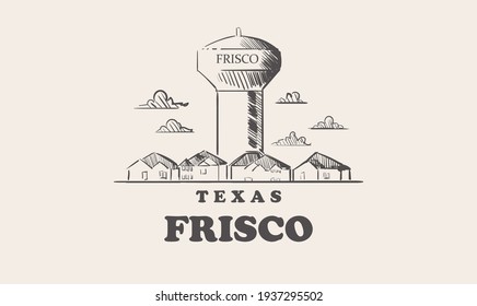 Frisco skyline, texas drawn sketch