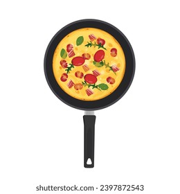 Frittata in a pan Vector illustration logo