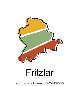 Fritzlar City of German map vector illustration, vector template with outline graphic sketch style isolated on white background