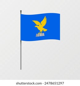 Friuli Venezia Giulia region flag on flagpole. Vector illustration.