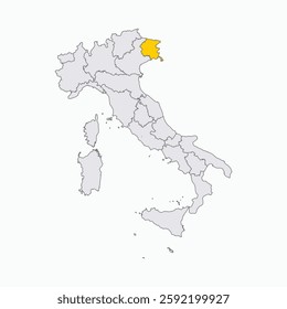 Friuli Venezia Giulia Region highlighted on Italy map