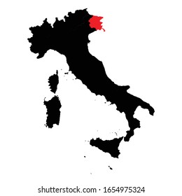 Friuli Venezia Guilia Province highlighted on Italy map Vector EPS 10