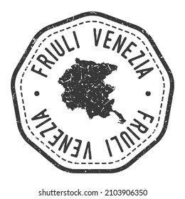 Friuli-Venezia Giulia, Italy Map Stamp Retro Postmark. Silhouette Postal Passport. Seal Round Vector Icon. Badge Vintage Postage Design.