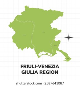 Friuli-Venezia Giulia Region map illustration. Map of the Region in Italy