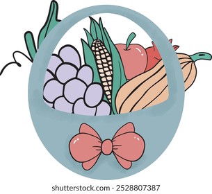 Ilustração vetorial de frutas e legumes