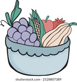 Ilustração vetorial de frutas e legumes