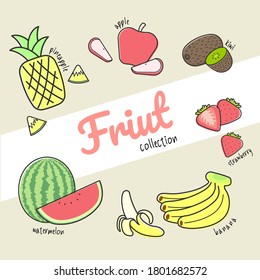 Friuts collection by hand drawing vectors