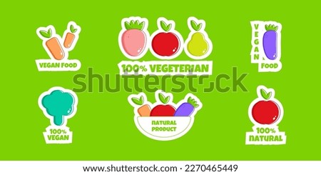 Friuts, vegetables, straberry vegetarion food. Icon on colorful backdrop. Isolated background. Vegetarian food. Healthy vegan food. Vector illustration