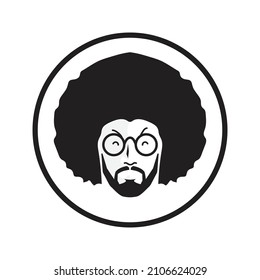 Frizzy beard man illustration and icon for your brand identity