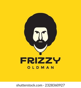 frizzy hair old man colorful mascot simple logo vector icon illustration